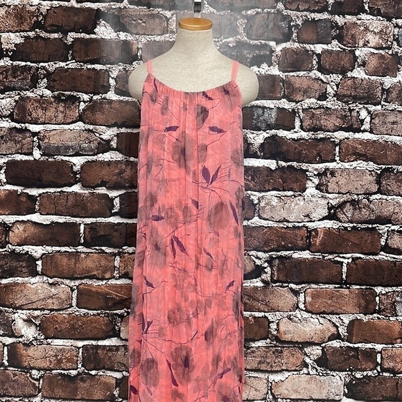 ALOHA Hawaiian Dress Sleeveless Slip Floral Pink Purple Silk Italy Medium Hawaii - Picture 7 of 14